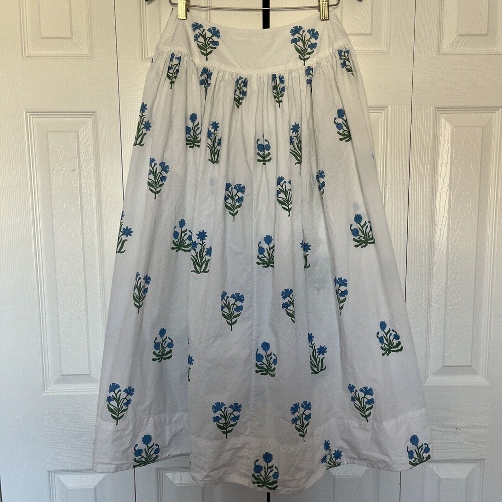 White Floral Button-Front Midi Skirt - Picture 5 of 5